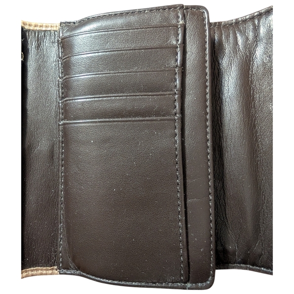 Metallic Gold Coach Embossed Trifold Wallet - Picture 6 of 16